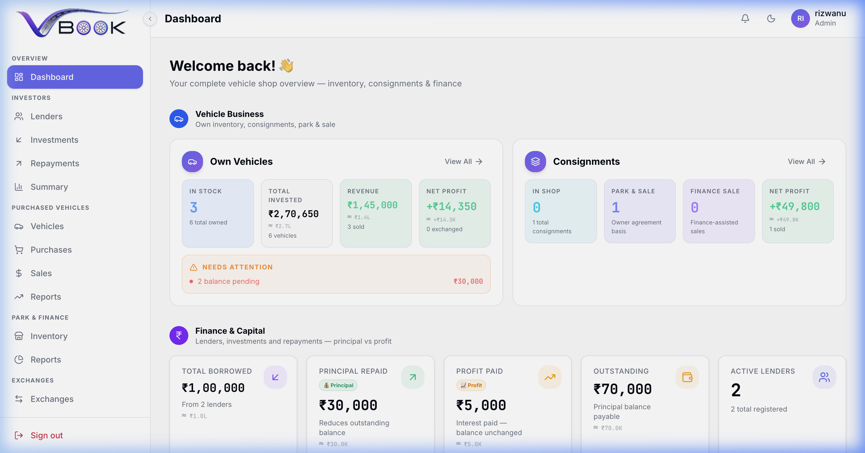 VehicleBook — ERP System